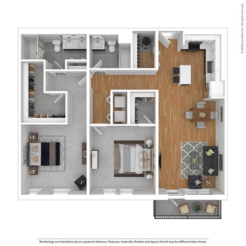 Floor plan for 2 beds, 2 baths, 1465 sqft